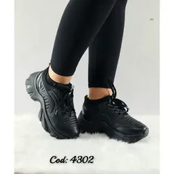 خرید تکی از تولیدی کفش شیک کتونی اسپرت زنانه دخترانه زنانه مدل یاموتا  زیره پیو راحت مشکی 4302
