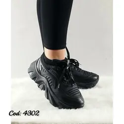 خرید تکی از تولیدی کفش شیک کتونی اسپرت زنانه دخترانه زنانه مدل یاموتا  زیره پیو راحت مشکی 4302