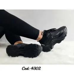 خرید تکی از تولیدی کفش شیک کتونی اسپرت زنانه دخترانه زنانه مدل یاموتا  زیره پیو راحت مشکی 4302