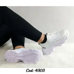 خرید تکی از تولیدی کفش شیک کتونی اسپرت زنانه دخترانه زنانه مدل یاموتا  زیره پیو راحت سفید 4303