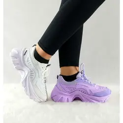 خرید تکی از تولیدی کفش شیک کتونی اسپرت زنانه دخترانه زنانه مدل یاموتا  زیره پیو راحت سفید 4303