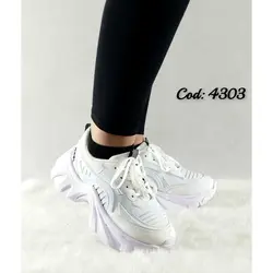 خرید تکی از تولیدی کفش شیک کتونی اسپرت زنانه دخترانه زنانه مدل یاموتا  زیره پیو راحت سفید 4303