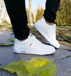 کفش کتونی اسپرت مدل تامی مردانه شیک و با دوام  سفید تمام  با ارسال رایگان  3381