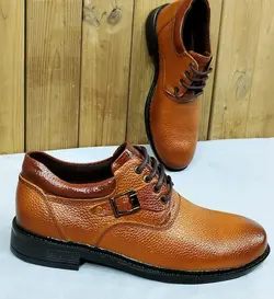 حراج ویژه  کفش مجلسی مردانه چرم طبیعی تبریز طبی مشکی سگکی عسلی با ارسال رایگان