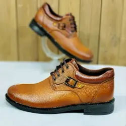 حراج ویژه  کفش مجلسی مردانه چرم طبیعی تبریز طبی مشکی سگکی عسلی با ارسال رایگان