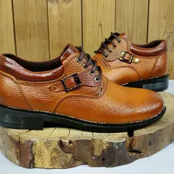 حراج ویژه  کفش مجلسی مردانه چرم طبیعی تبریز طبی مشکی سگکی عسلی با ارسال رایگان