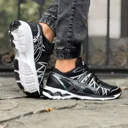 کفش کتونی اسپرت مردانه و پسرانه مدل اسیکس زیره پیو طبی سبک و راحت مشکی بنفش با ارسال رایگان 3765