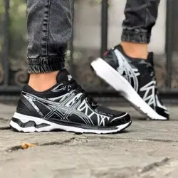 کفش کتونی اسپرت مردانه و پسرانه مدل اسیکس زیره پیو طبی سبک و راحت مشکی بنفش با ارسال رایگان 3765