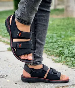 حراج محدود دمپایی صندل  مردانه پسرانه قوق العاده با کیفیت مشکی کشی تمام با ارسال رایگان