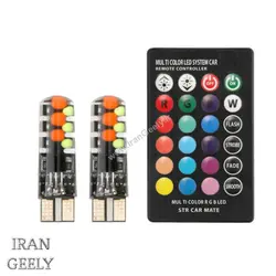 یک جفت لامپ جدید ژله ای RGB 12SMD  T10  با ریموت - طرح جدید