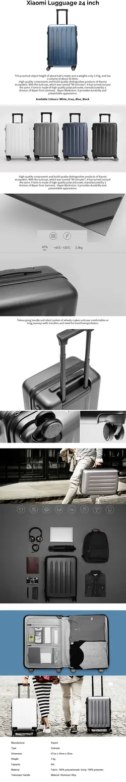 چمدان شیائومی سایز 24 اینچ مدل 90 Points