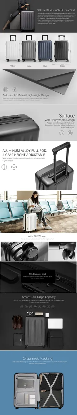 چمدان شیائومی سایز 28 اینچ مدل 90 Points