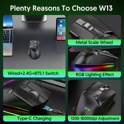 ماوس مخصوص بازی بی سیم و با سیم ام کی ای اس پی ان مدل W13(ارسال رایگان به تمام نقاط ایران)