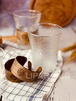 فنجان و شات پیرکس کمربند چوبی برفکی کد 3884