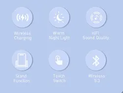 شارژر بی سیم 15 واتی و اسپیکر بلوتوثی رومیزی 4کاره رسی RECCI RSK-W28 15W Wireless Charger with Speaker