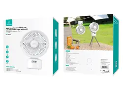پنکه دستی دارای پایه جداشدنی، چراغ و ریموت کنترل یوسامز USAMS US-ZB258 Multi-functional Outdoor Silent Fan