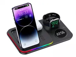 شارژر وایرلس رومیزی، هولدر موبایل، چراغ خواب و ساعت دیجیتال 5 کاره A82 5-in-1 Wireless Charging Dock