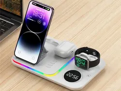 شارژر وایرلس رومیزی، هولدر موبایل، چراغ خواب و ساعت دیجیتال 5 کاره A82 5-in-1 Wireless Charging Dock