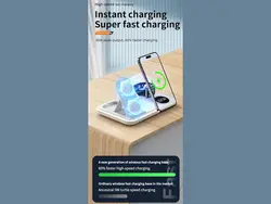 شارژر وایرلس رومیزی، هولدر موبایل، چراغ خواب و ساعت دیجیتال 5 کاره A82 5-in-1 Wireless Charging Dock