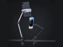 هولدر گوشی موبایل و تبلت قابل اتصال به لبه میز و تخت BONERUY P76 Adjustable Boom Arm Lazy Phone Holder