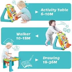 واکر موزیکال کودک چندکاره هولی تویز مدل Convertible Activity Table & Walker