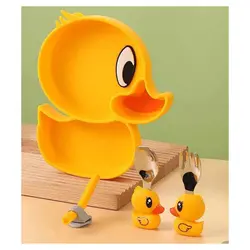 ست ظرف غذای تمام سیلیکون کودک طرح جوجه زرد