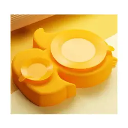 ست ظرف غذای تمام سیلیکون کودک طرح جوجه زرد