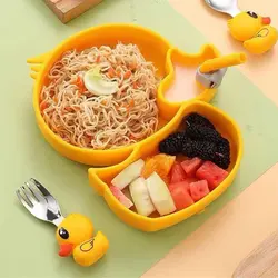 ست ظرف غذای تمام سیلیکون کودک طرح جوجه زرد