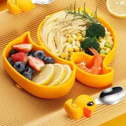ست ظرف غذای تمام سیلیکون کودک طرح جوجه زرد