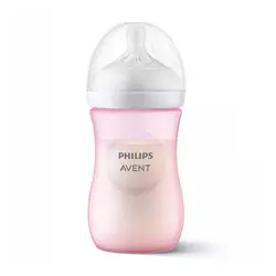 شیرخوری طلقی 260ml صورتی Natural Response اونت سرشیشه 3 قطره ( نسل جدید )