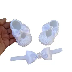 پاپوش بافت نوزاد دخترانه نیپرلند پاپیون دار Nipper land