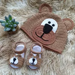 کلاه و پاپوش نوزادی پسرانه مدل panda کد51df
