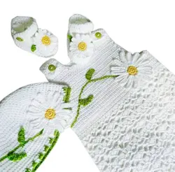 پیراهن نوزادی بافتنی مدل پرنسس باکلاه وپاپوش کد9988