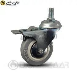 چرخ گردان ترمزدار پیچی طوسی سایز 7.5 سانتی متر
