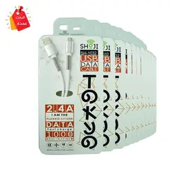 خرید عمده کابل شارژر میکرو یو اس بی شوجی مدل:SH-1032  اندروید ژله ای با محافظ فنری