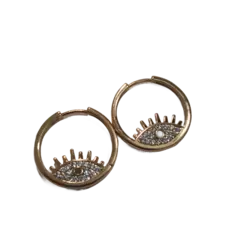 گوشواره ژوپینگ حلقه ای طلایی مدل چشم کد Ea001