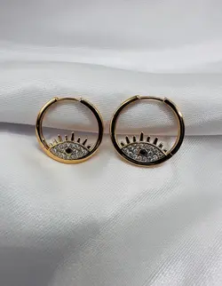 گوشواره ژوپینگ حلقه ای طلایی مدل چشم کد Ea001