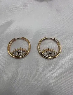 گوشواره ژوپینگ حلقه ای طلایی مدل چشم کد Ea001