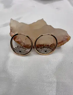 گوشواره ژوپینگ حلقه ای طلایی مدل چشم کد Ea001