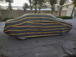 چادر ماشین نخی پشت کرکی مخصوص میتسوبیشی لنسر (داخل پنبه ای، ضد خش و مقاوم به آفتاب)(زمینه سفید)