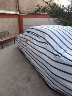 چادر ماشین نخی پشت کرکی مخصوص دیگنیتی پرستیژ (داخل پنبه ای، ضد خش و مقاوم به آفتاب)(زمینه سفید)