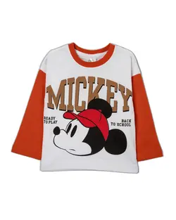 بلوز یکرو پنبه Mickey with a Hat کد 402065 رنگ آجری