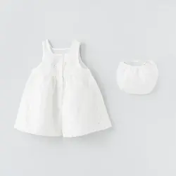 پیراهن و شورت و تل گل کد 13162 رنگ سفید