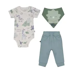 ست سه تکه دایناسور کد 5007 رنگ سبز