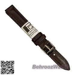 بند ساعت مچی زنانه چرم طبیعی PG ساده قهوه ای سیر سایز ۱۲