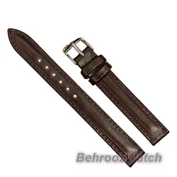 بند ساعت مچی زنانه چرم طبیعی PG ساده قهوه ای سیر سایز ۱۲