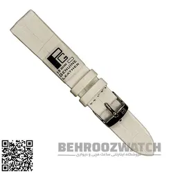 بند ساعت مچی چرم طبیعی PG ساده بدون دوخت سفید سایز ۱۸