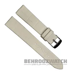 بند ساعت مچی چرم طبیعی PG ساده بدون دوخت سفید سایز ۱۸