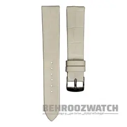 بند ساعت مچی چرم طبیعی PG ساده بدون دوخت سفید سایز ۱۸