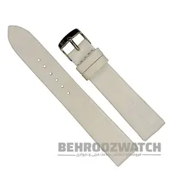 بند ساعت مچی چرم طبیعی PG ساده بدون دوخت سفید سایز ۱۸